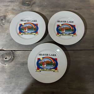 Vintage Shaver Lake California Souvenir Mini Plates Set of 3 Papel Rainbow 6 in